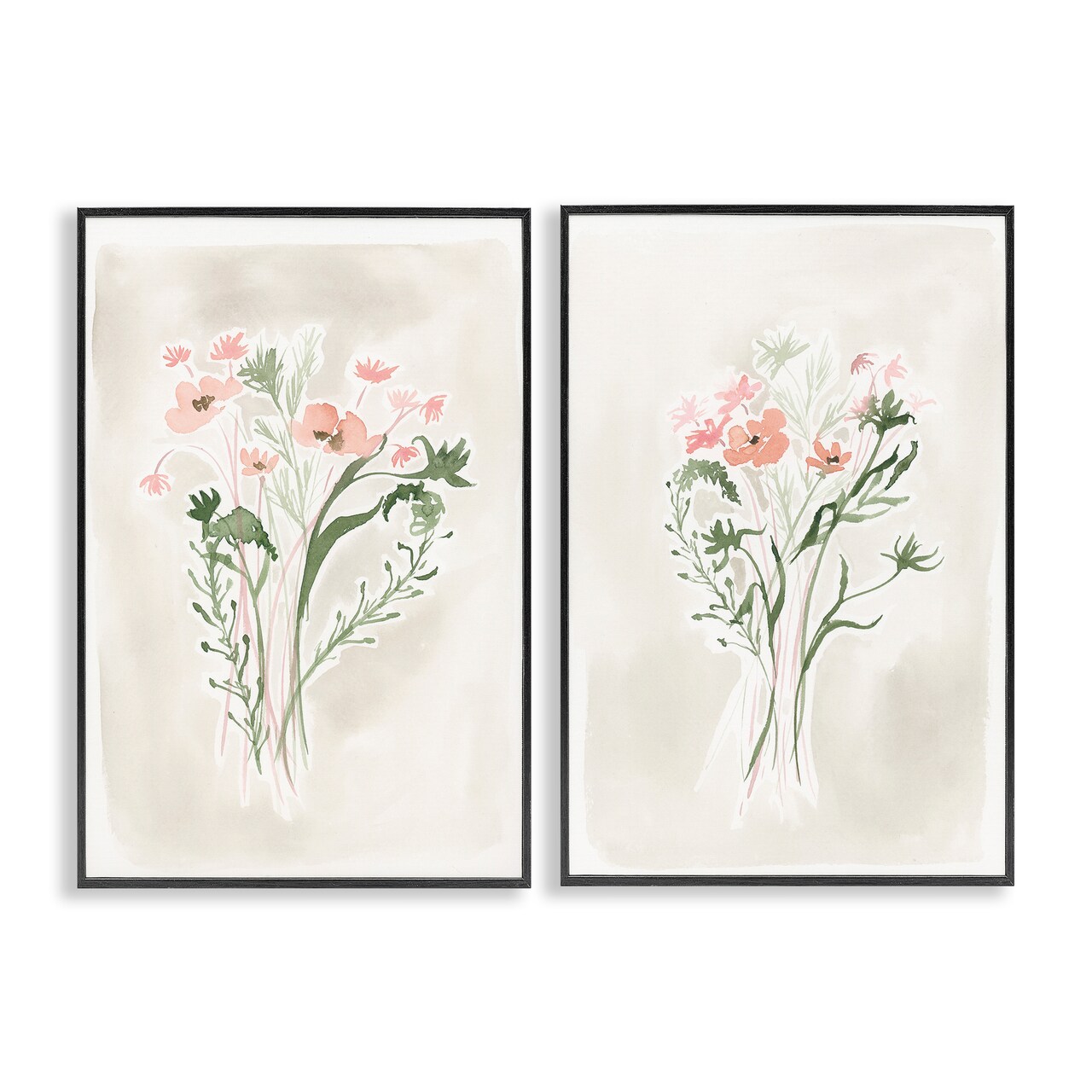 Stupell Industries Simple Watercolor Flowers 2 pc Framed Giclee Wall Art Set Design by Elizabeth Medley